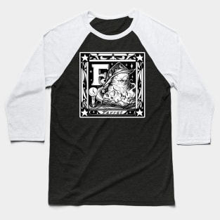 F is For Ferret - White Outline Design Baseball T-Shirt